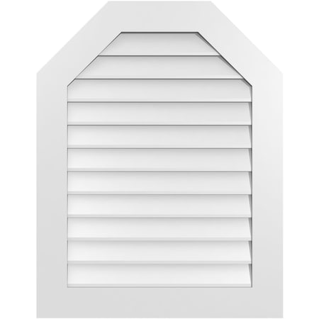 Ekena Millwork Octagonal Top Surface Mount PVC Gable Vent w/ 3-1/2"W x 1"P Standard Frame, 28"W x 36"H GVPOT28X3601SN
